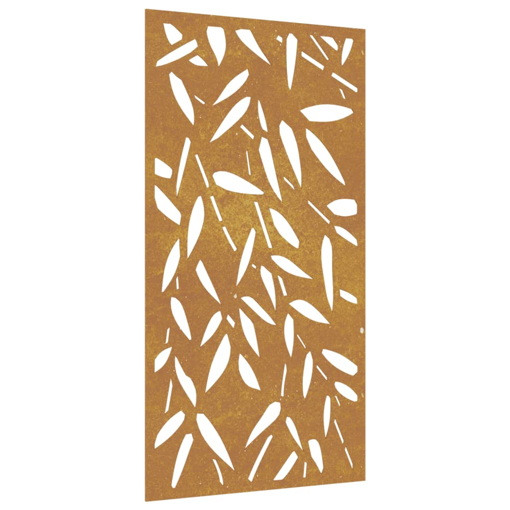 vidaXL Patio Wall Decoration 41.3"x21.7" Corten Steel Bamboo Leaf Design