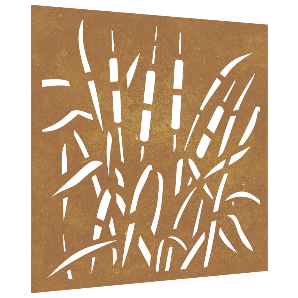 vidaXL Patio Wall Decoration 21.7"x21.7" Corten Steel Grass Design