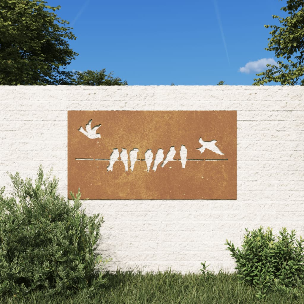 vidaXL Patio Wall Decoration 41.3"x21.7" Corten Steel Bird Design