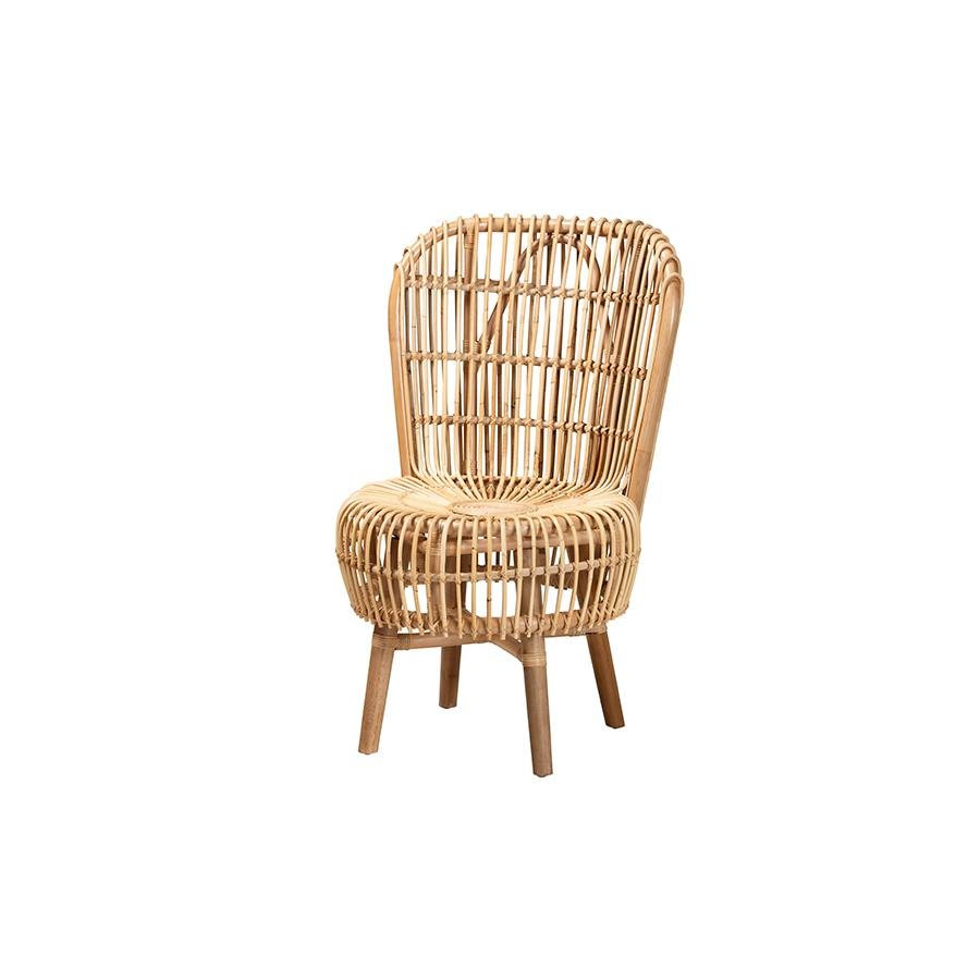 bali & pari Nagoya Modern Bohemian Natural Rattan Tall Lounge Chair