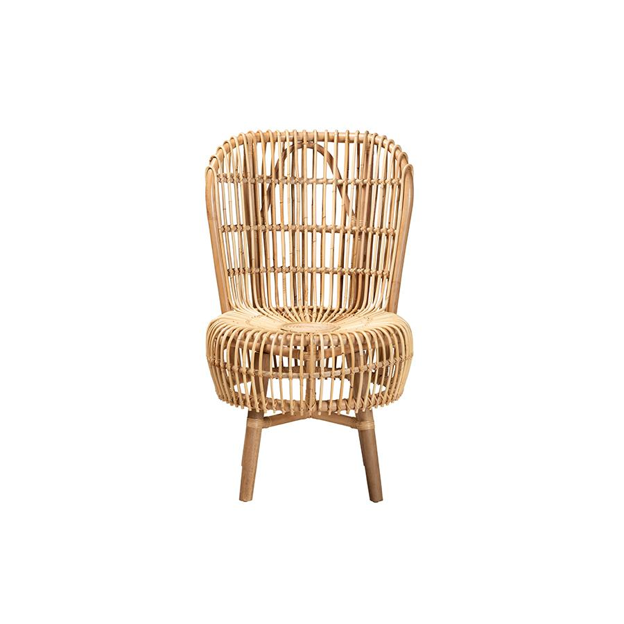 bali & pari Nagoya Modern Bohemian Natural Rattan Tall Lounge Chair