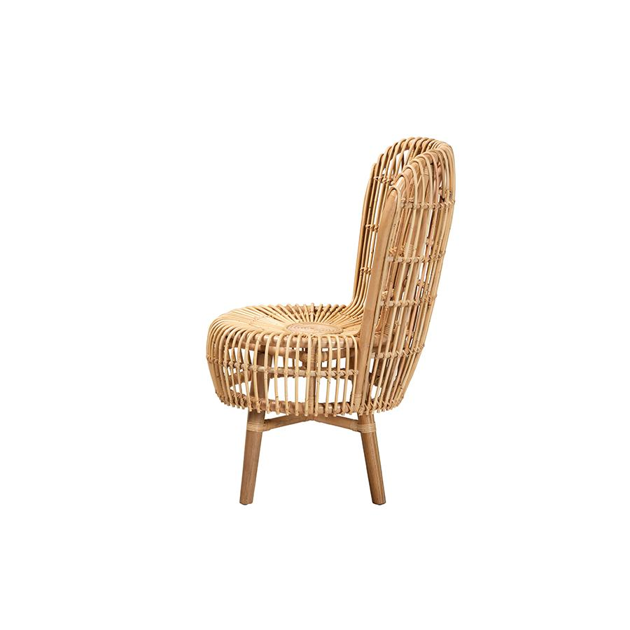 bali & pari Nagoya Modern Bohemian Natural Rattan Tall Lounge Chair