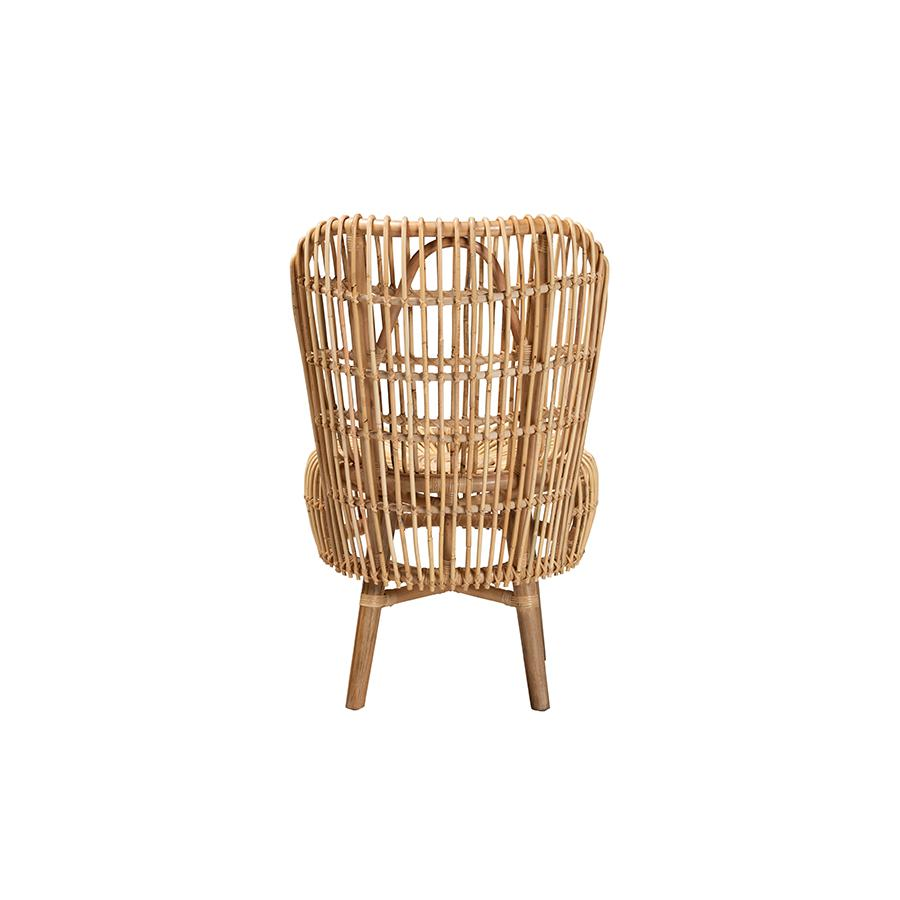 bali & pari Nagoya Modern Bohemian Natural Rattan Tall Lounge Chair