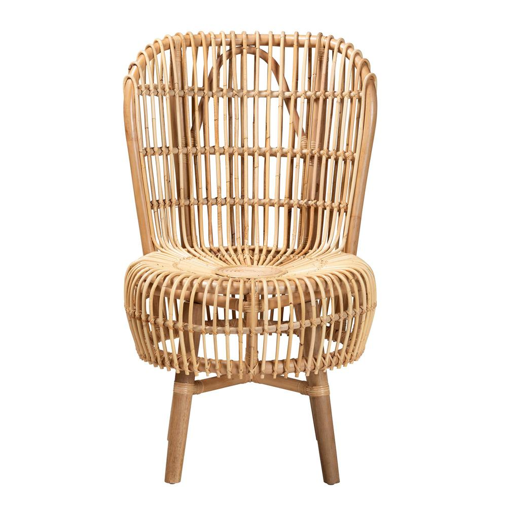 bali & pari Nagoya Modern Bohemian Natural Rattan Tall Lounge Chair