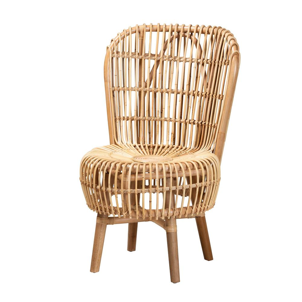 bali & pari Nagoya Modern Bohemian Natural Rattan Tall Lounge Chair