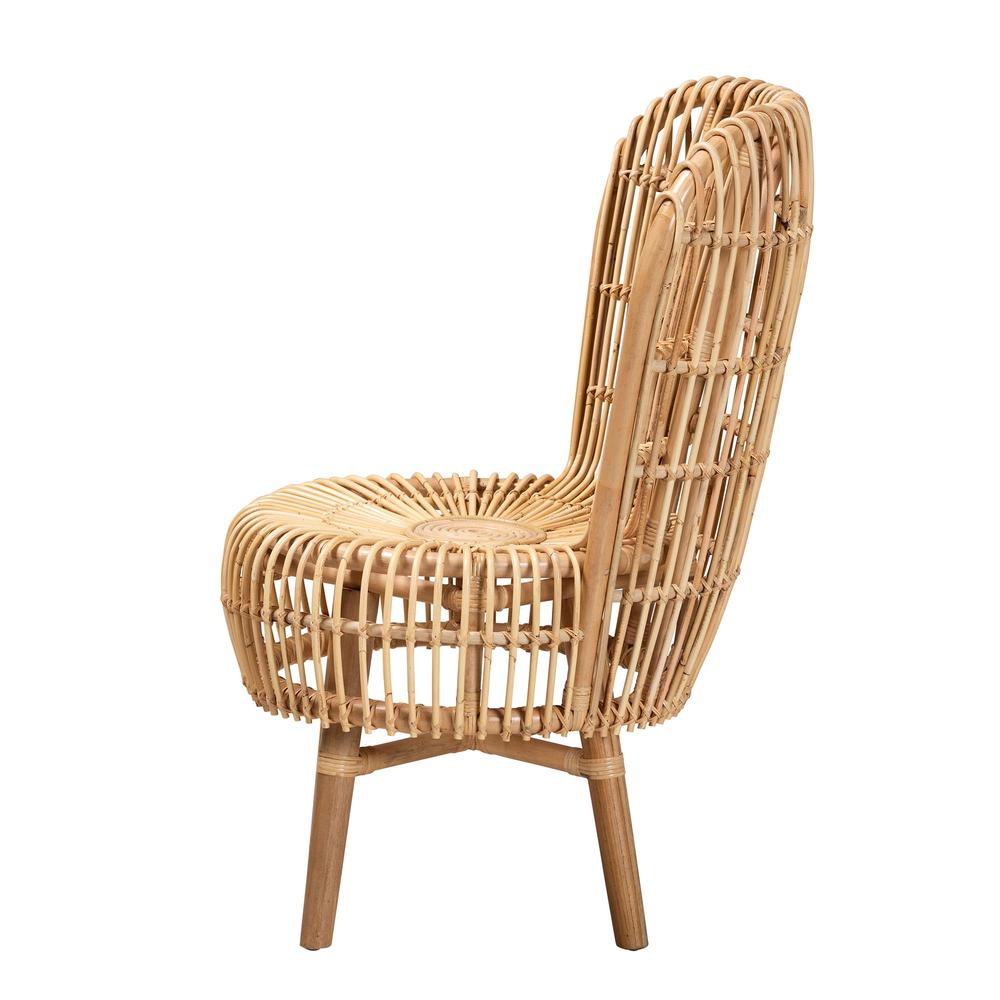 bali & pari Nagoya Modern Bohemian Natural Rattan Tall Lounge Chair