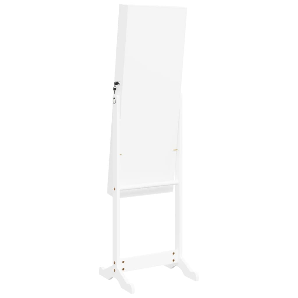 vidaXL Mirror Jewellery Cabinet with LED Lights Free Standing White