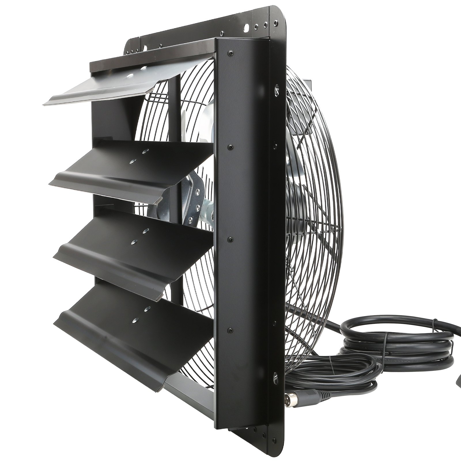 VEVOR Shutter Exhaust Fan, 16'' with Temperature Humidity Controller,  EC-motor, 2650 CFM, 10-Speed Adjustable Wall Mount Attic Fan, Ventilation and Cooling for Greenhouses, Garages, Sheds, ETL Listed