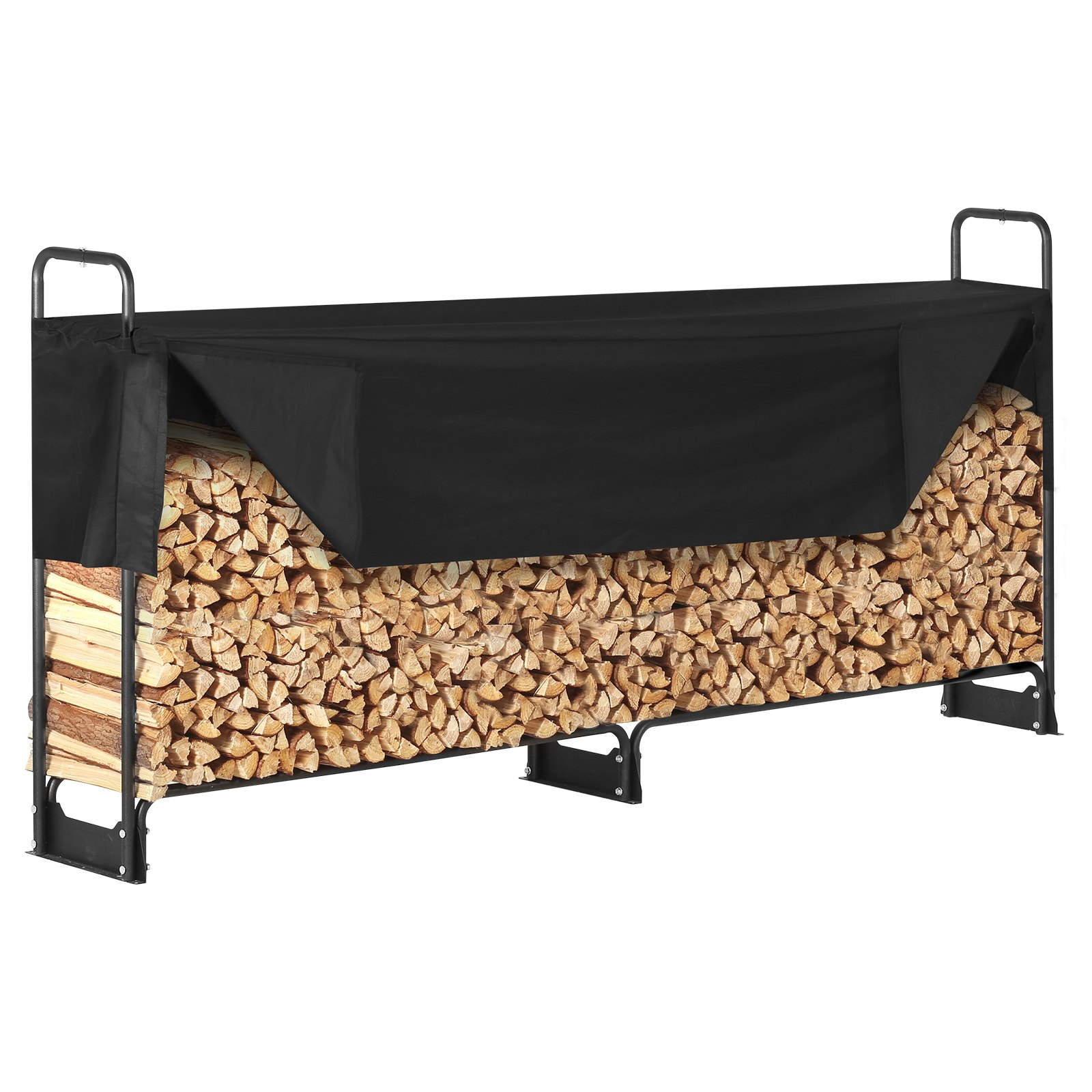 VEVOR 8.5FT Outdoor Firewood Rack with Cover, 102x14.2x46.1 in, Heavy Duty Firewood Holder & 600D Oxford Waterproof Cover for Fireplace, Patio, Indoor/Outdoor Log Storage Rack for 1/2 Cord of Firewood