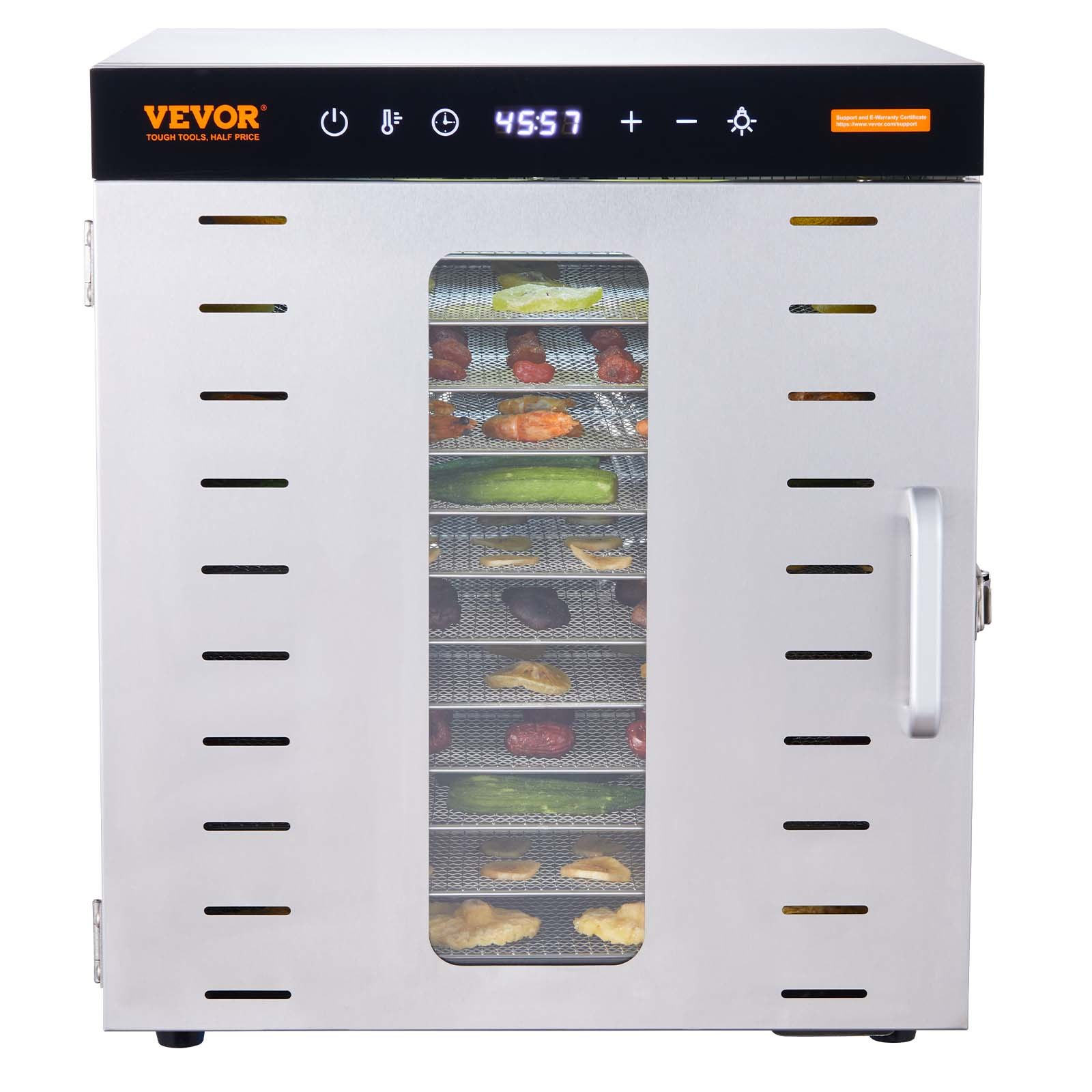 VEVOR Food Dehydrator Machine, 10 Stainless Steel Trays, 1000W Electric Food Dryer with Digital Adjustable Timer & Temperature for Jerky, Herb, Meat, Beef, Fruit, Dog Treats and Vegetables