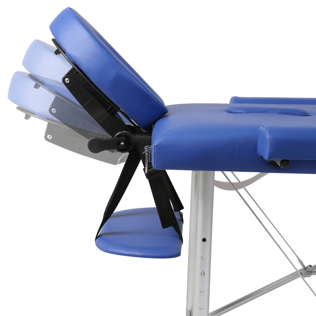 Blue Foldable Massage Table 3 Zones with Aluminum Frame