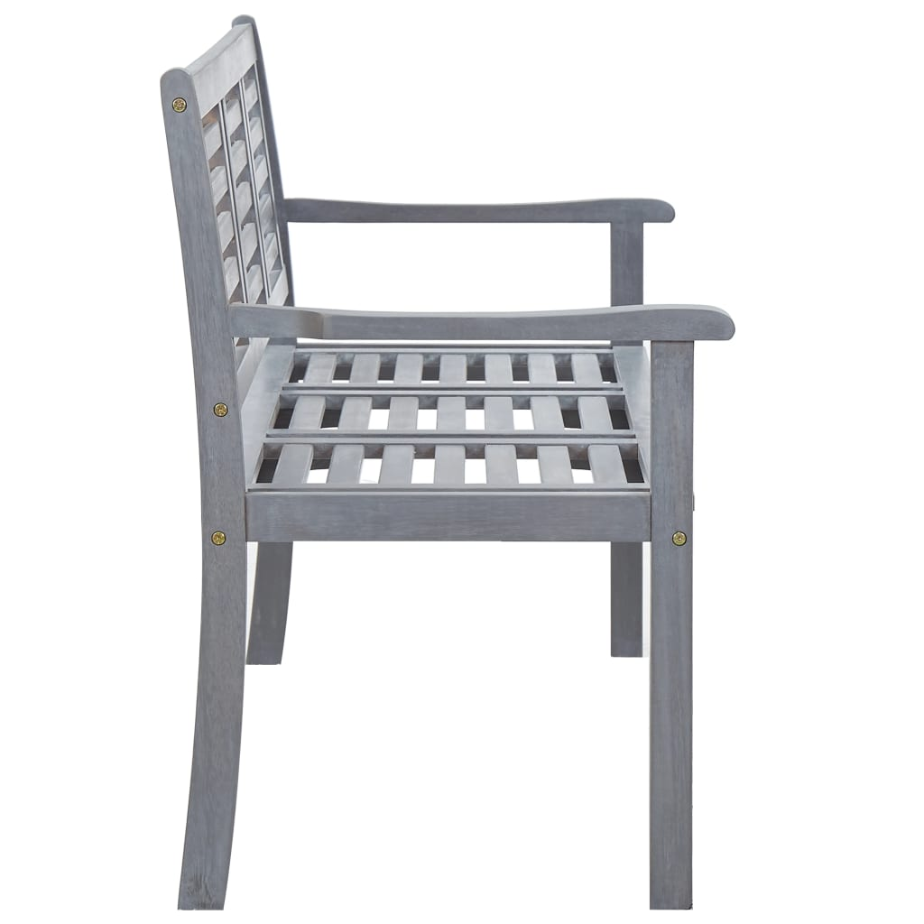 vidaXL 3-Seater Patio Bench with Cushion 59.1" Gray Eucalyptus Wood