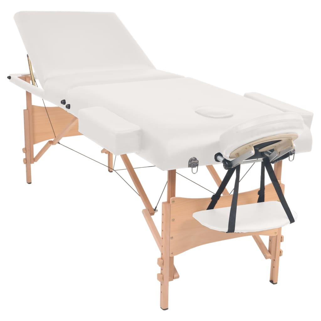 vidaXL 3-Zone Folding Massage Table 3.9" Thick White