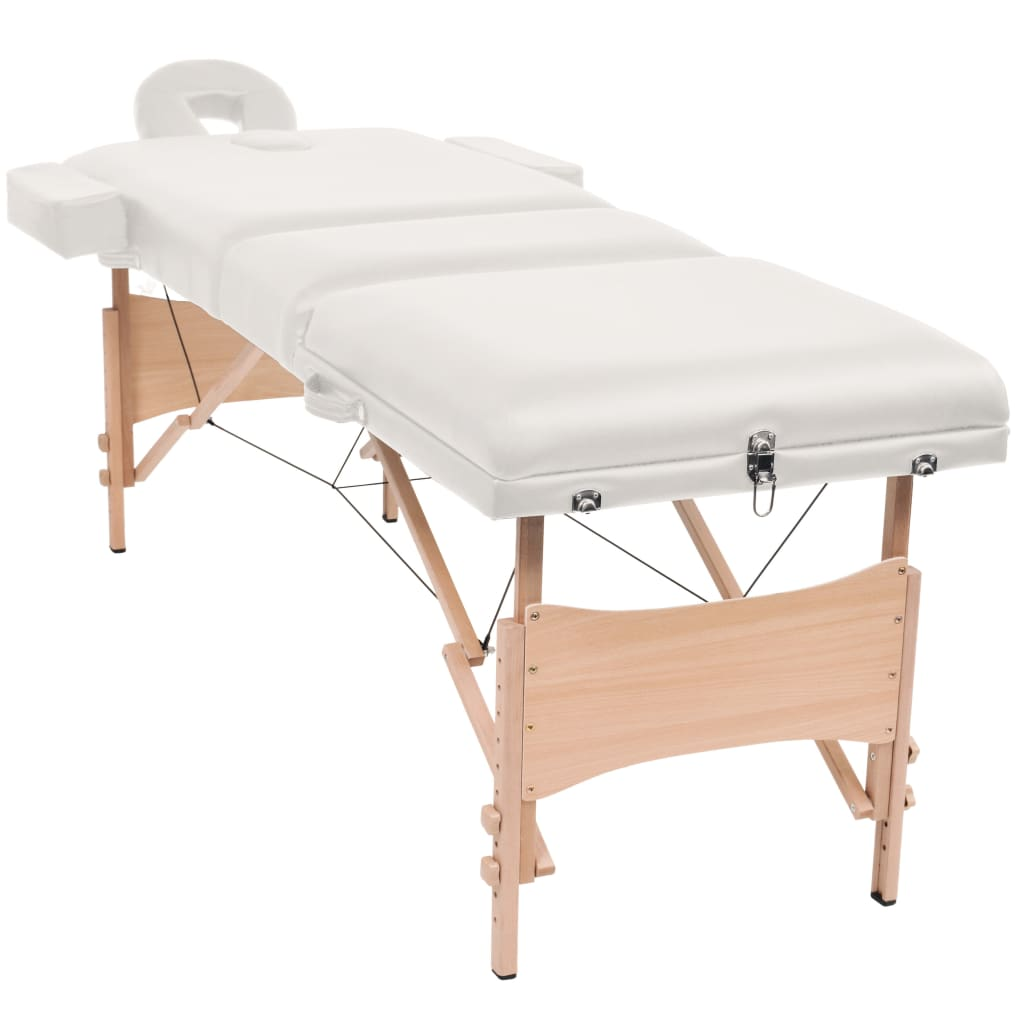 vidaXL 3-Zone Folding Massage Table 3.9" Thick White