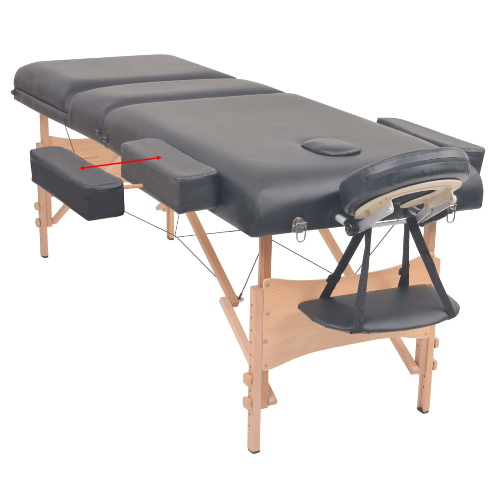 vidaXL 3-Zone Folding Massage Table 3.9" Thick Black