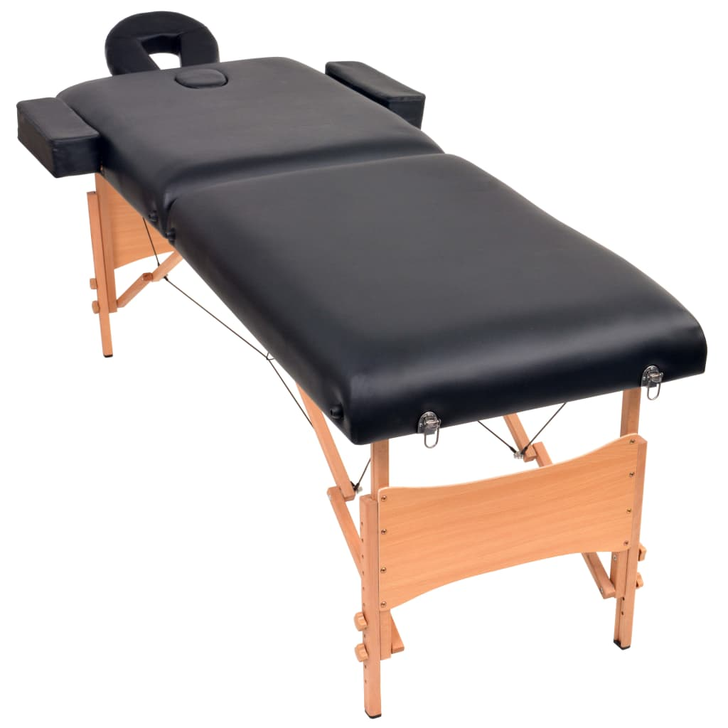 vidaXL 2-Zone Folding Massage Table 3.9" Thick Black