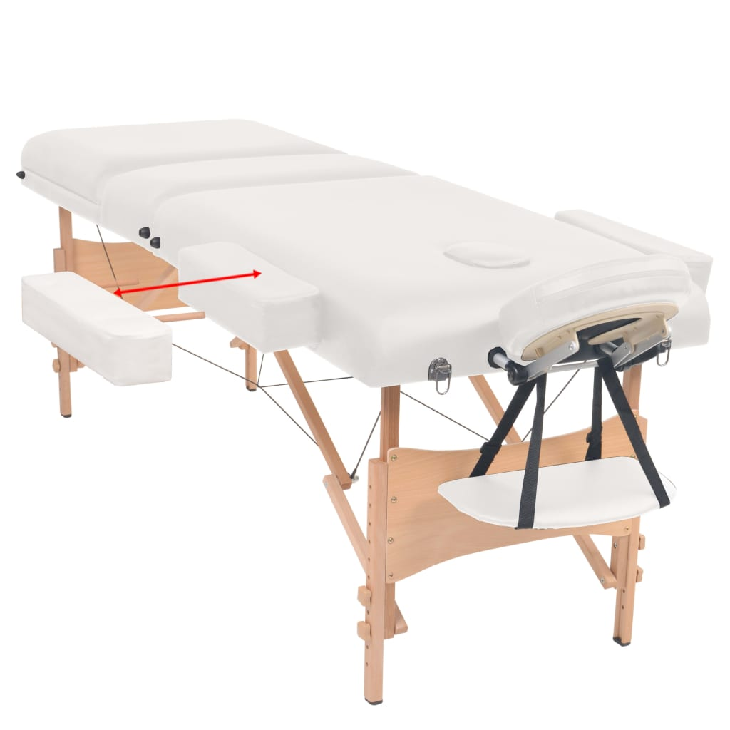 vidaXL 3-Zone Folding Massage Table and Stool Set 3.9" Thick White