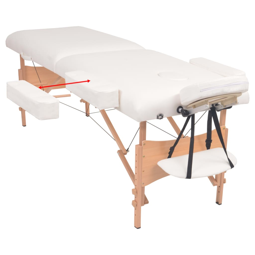 vidaXL 2-Zone Folding Massage Table and Stool Set 3.9" Thick White