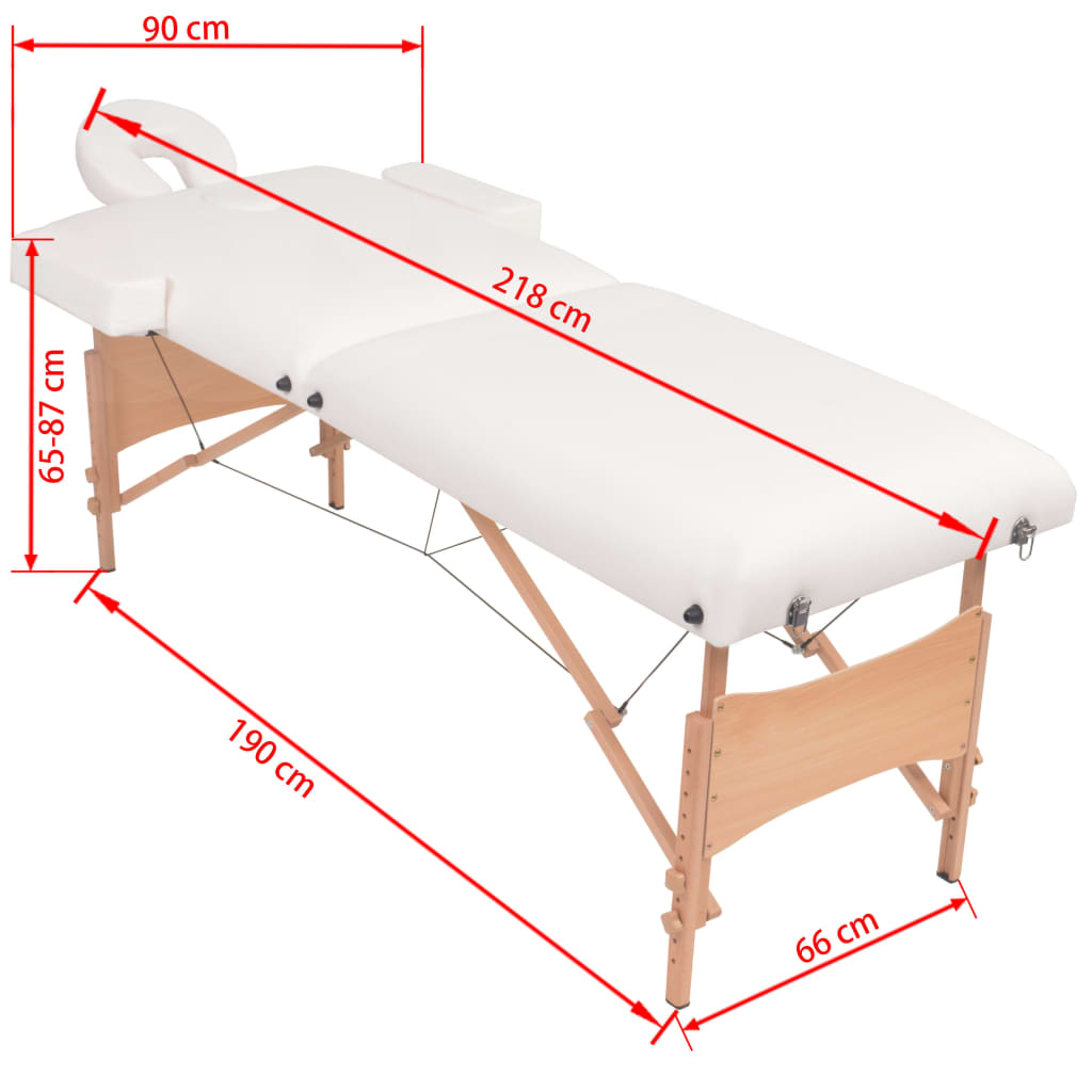 vidaXL 2-Zone Folding Massage Table and Stool Set 3.9" Thick White