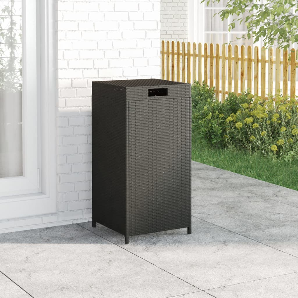 vidaXL Trash Bin Black 15.7"x15.7"x31.5" Poly Rattan