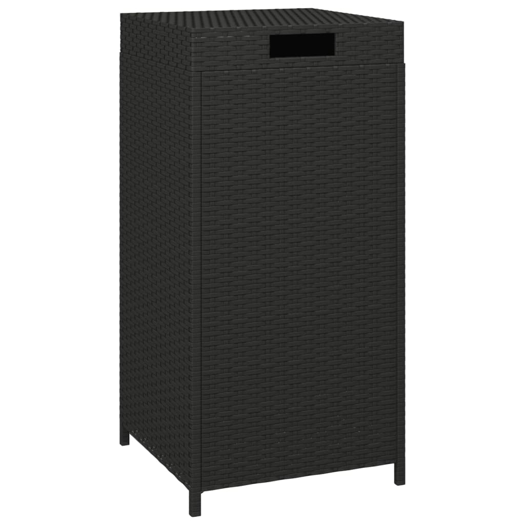 vidaXL Trash Bin Black 15.7"x15.7"x31.5" Poly Rattan