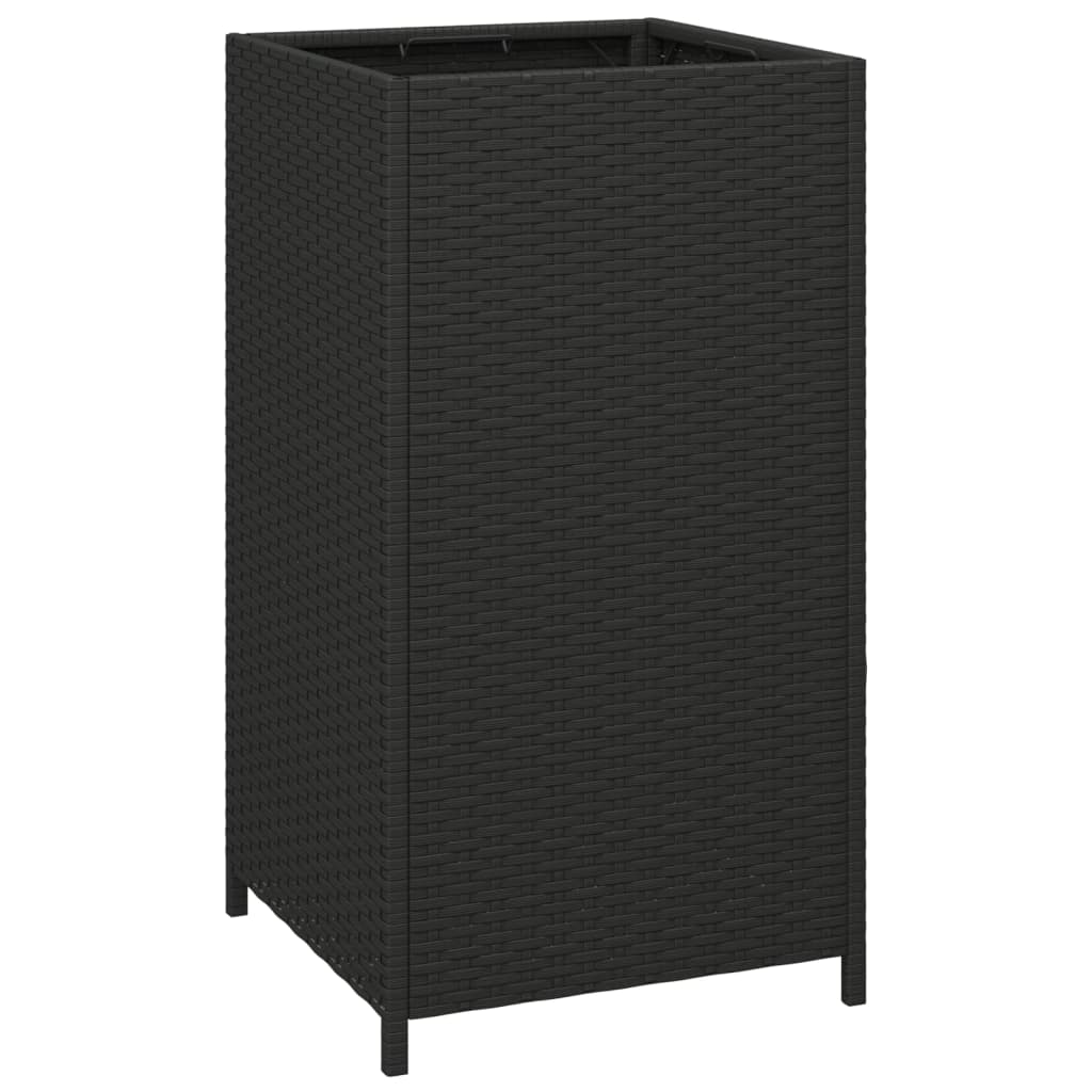 vidaXL Trash Bin Black 15.7"x15.7"x31.5" Poly Rattan