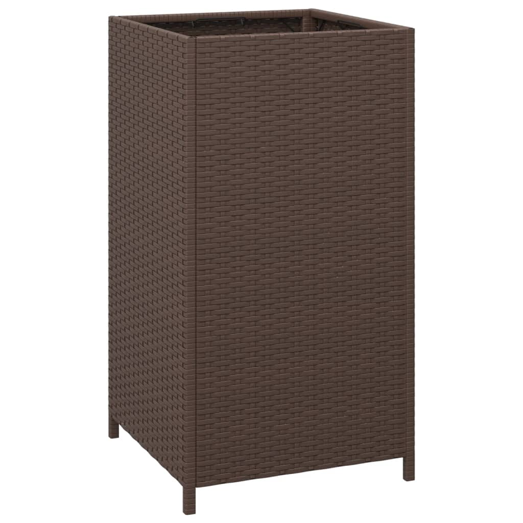 vidaXL Trash Bin Brown 15.7"x15.7"x31.5" Poly Rattan