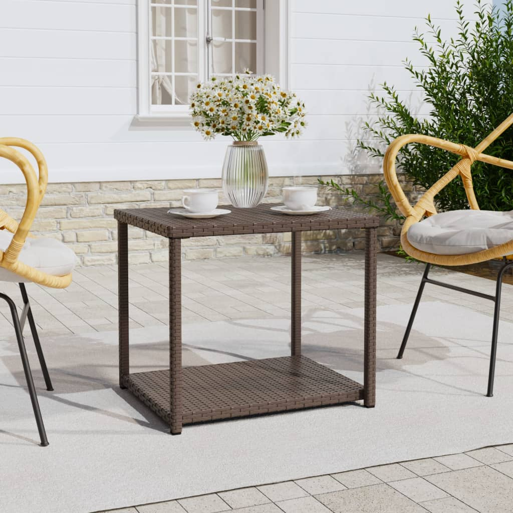 vidaXL Side Table Brown 21.7"x17.7"x19.3" Poly Rattan