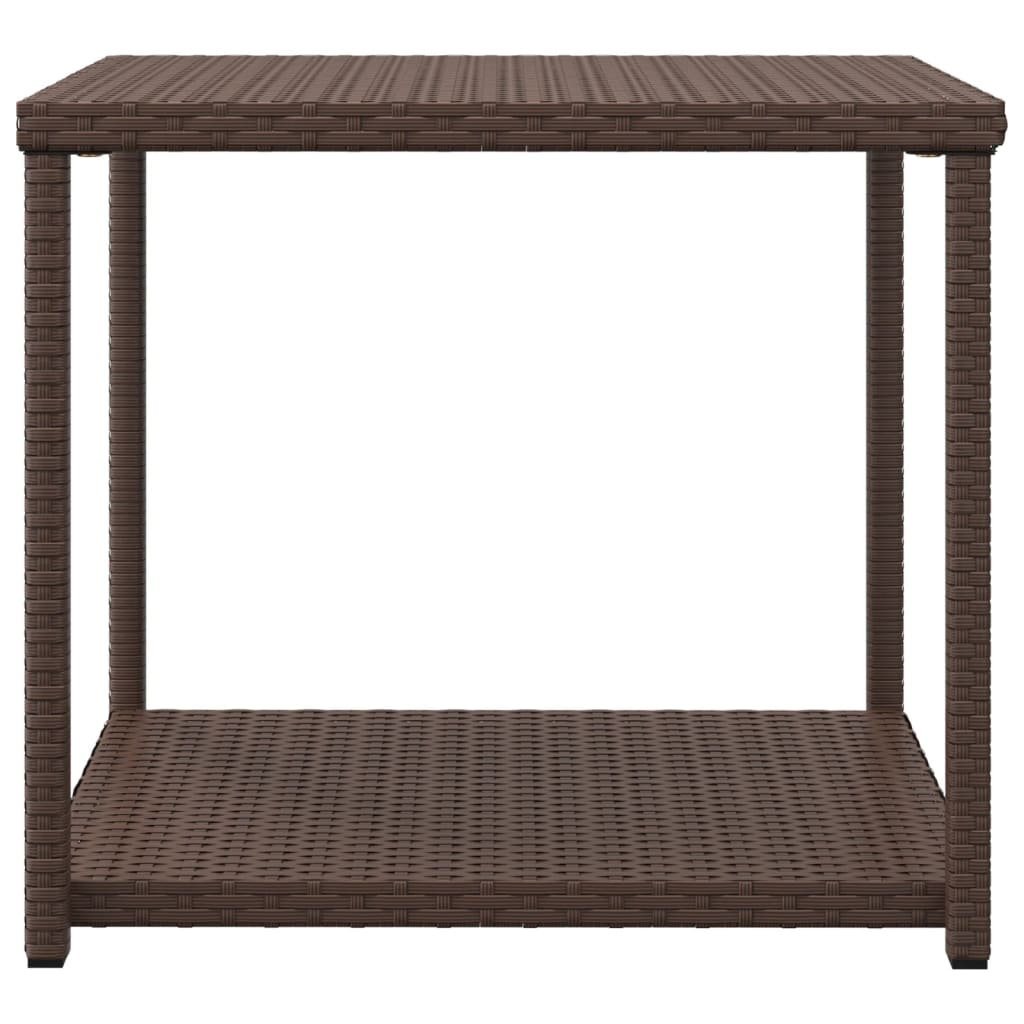 vidaXL Side Table Brown 21.7"x17.7"x19.3" Poly Rattan