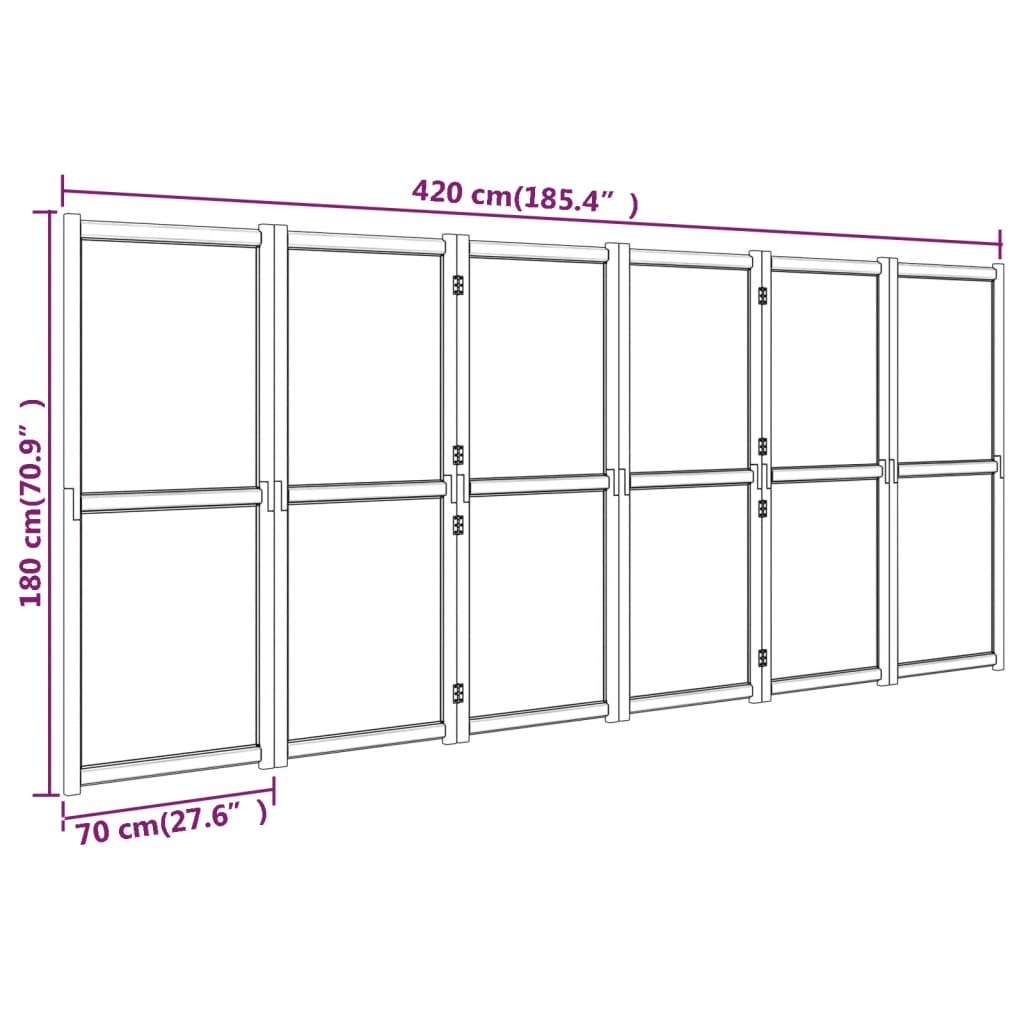 vidaXL 6-Panel Room Divider Black 165.4"x70.9"