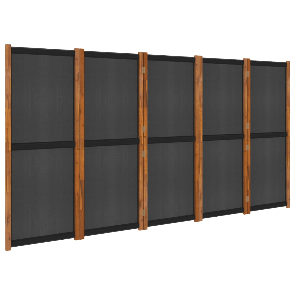 vidaXL 5-Panel Room Divider Black 137.8"x70.9"