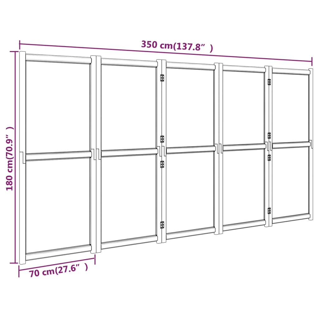 vidaXL 5-Panel Room Divider Black 137.8"x70.9"