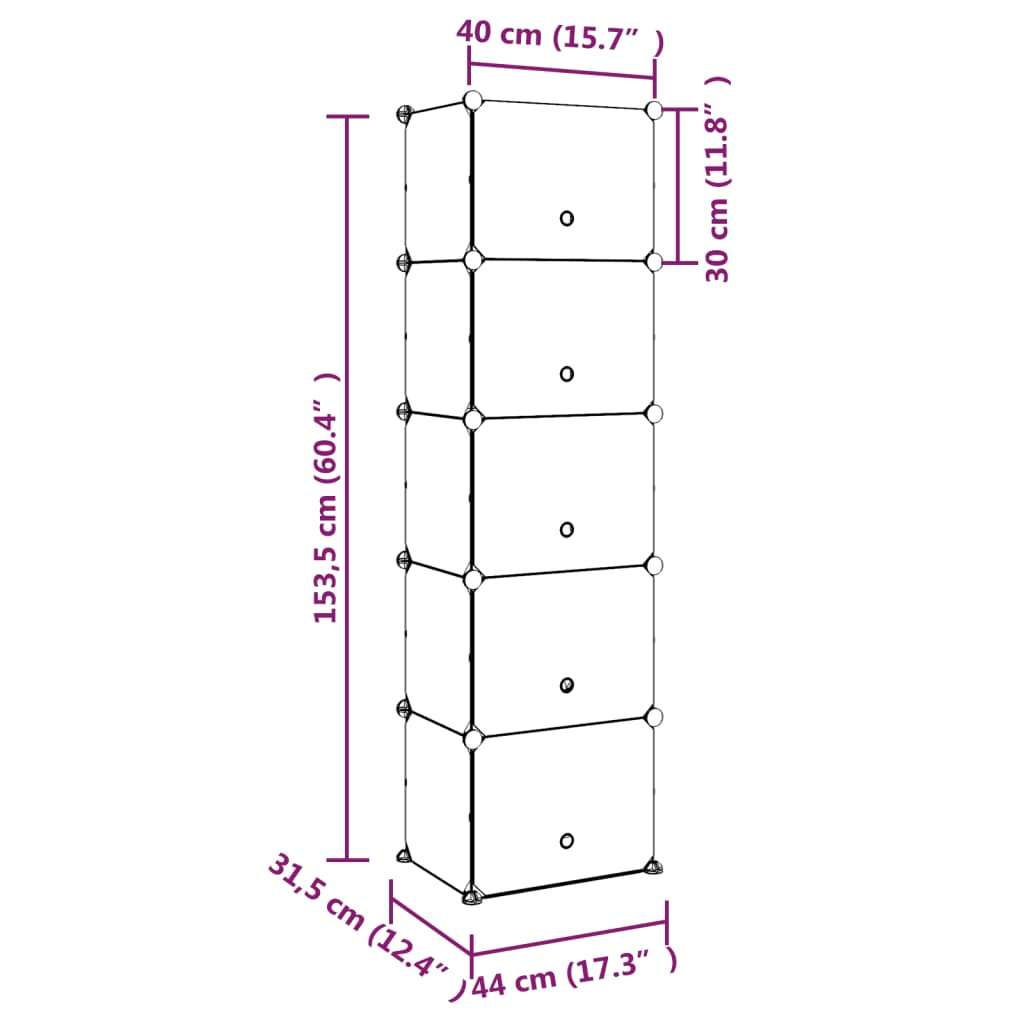 vidaXL Shoe Rack Transparent 17.3"x12.4"x60.4" PP