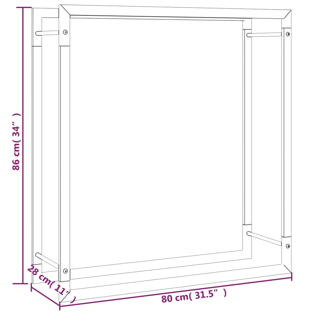 vidaXL Firewood Rack Matt Black 31.5"x11"x33.9" Steel