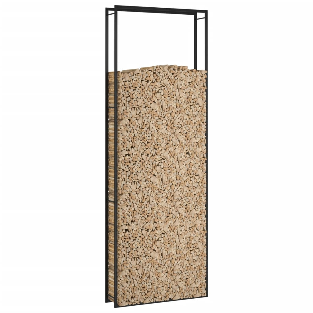 vidaXL Firewood Rack Matt Black 43.3"x11"x122.8" Steel