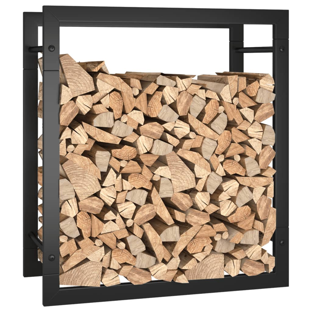 vidaXL Firewood Rack Matt Black 19.7"x11"x22" Steel