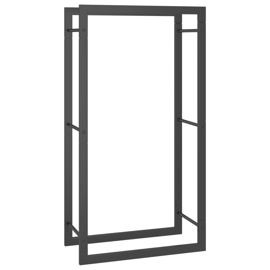 vidaXL Firewood Rack Matt Black 19.7"x11"x37" Steel