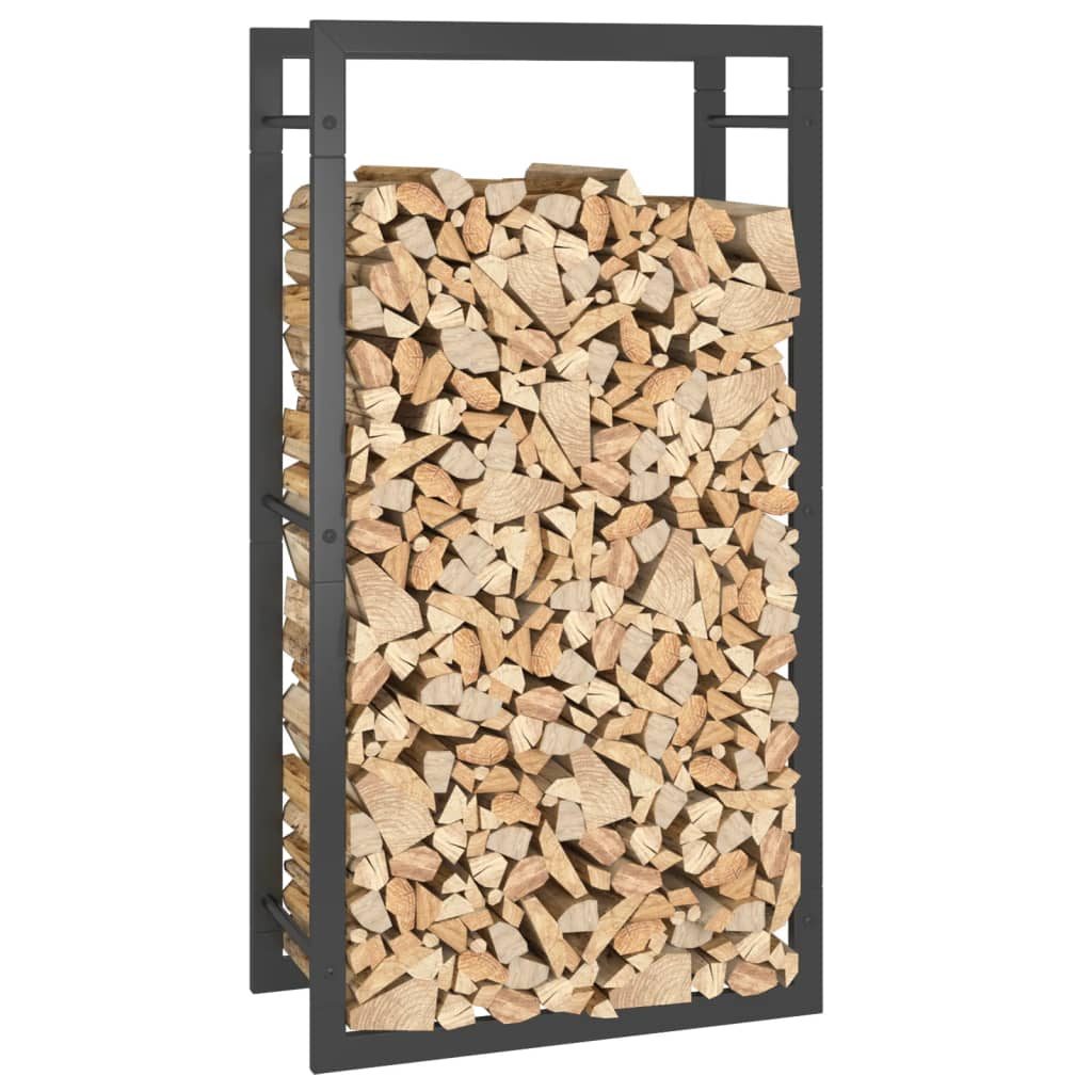 vidaXL Firewood Rack Matt Black 19.7"x11"x37" Steel