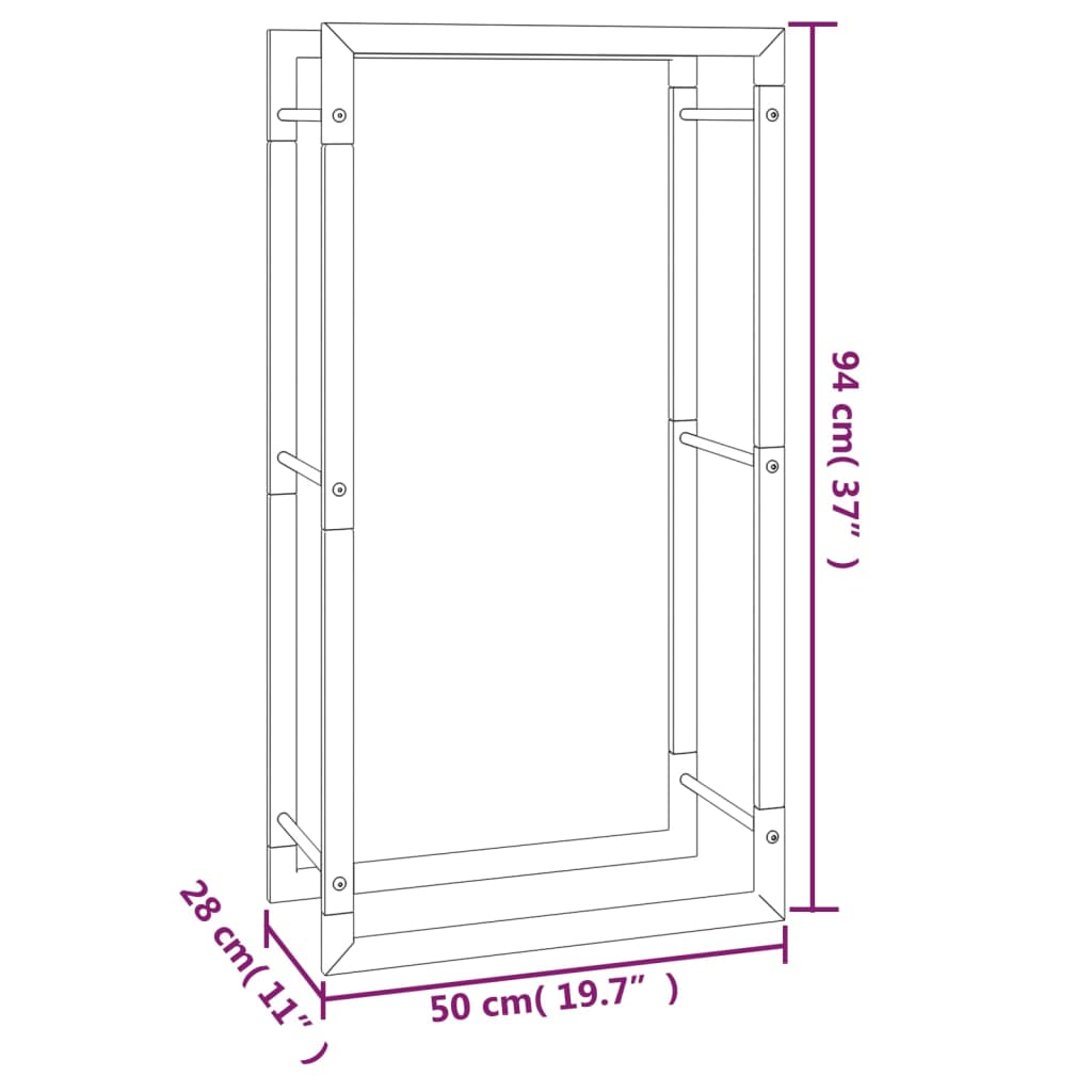 vidaXL Firewood Rack Matt Black 19.7"x11"x37" Steel