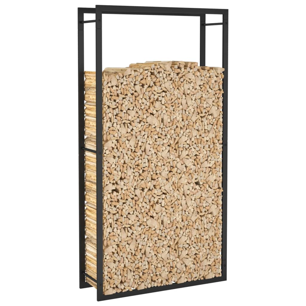 vidaXL Firewood Rack Matt Black 31.5"x11"x60.6" Steel