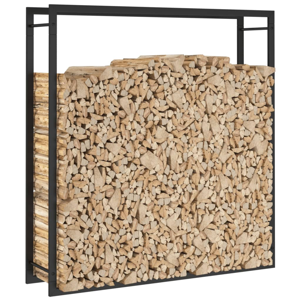 vidaXL Firewood Rack Matt Black 43.3"x11"x45.7" Steel