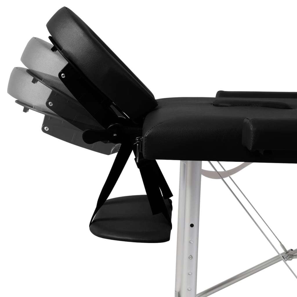 vidaXL Black Foldable Massage Table 2 Zones with Aluminum Frame