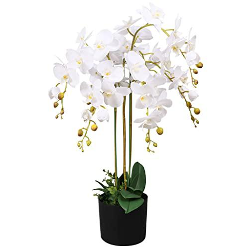 vidaXL Artificial Orchid Plant with Pot 29.5" White, 244425