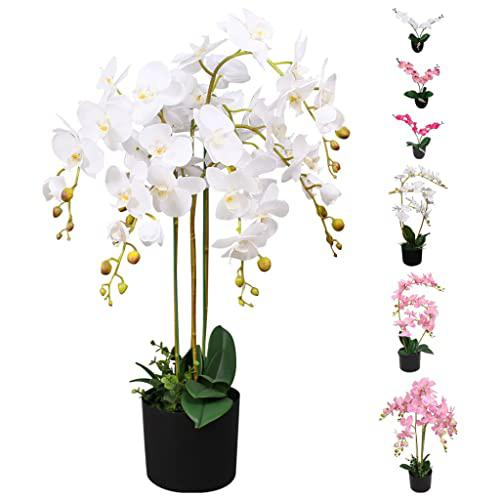 vidaXL Artificial Orchid Plant with Pot 29.5" White, 244425