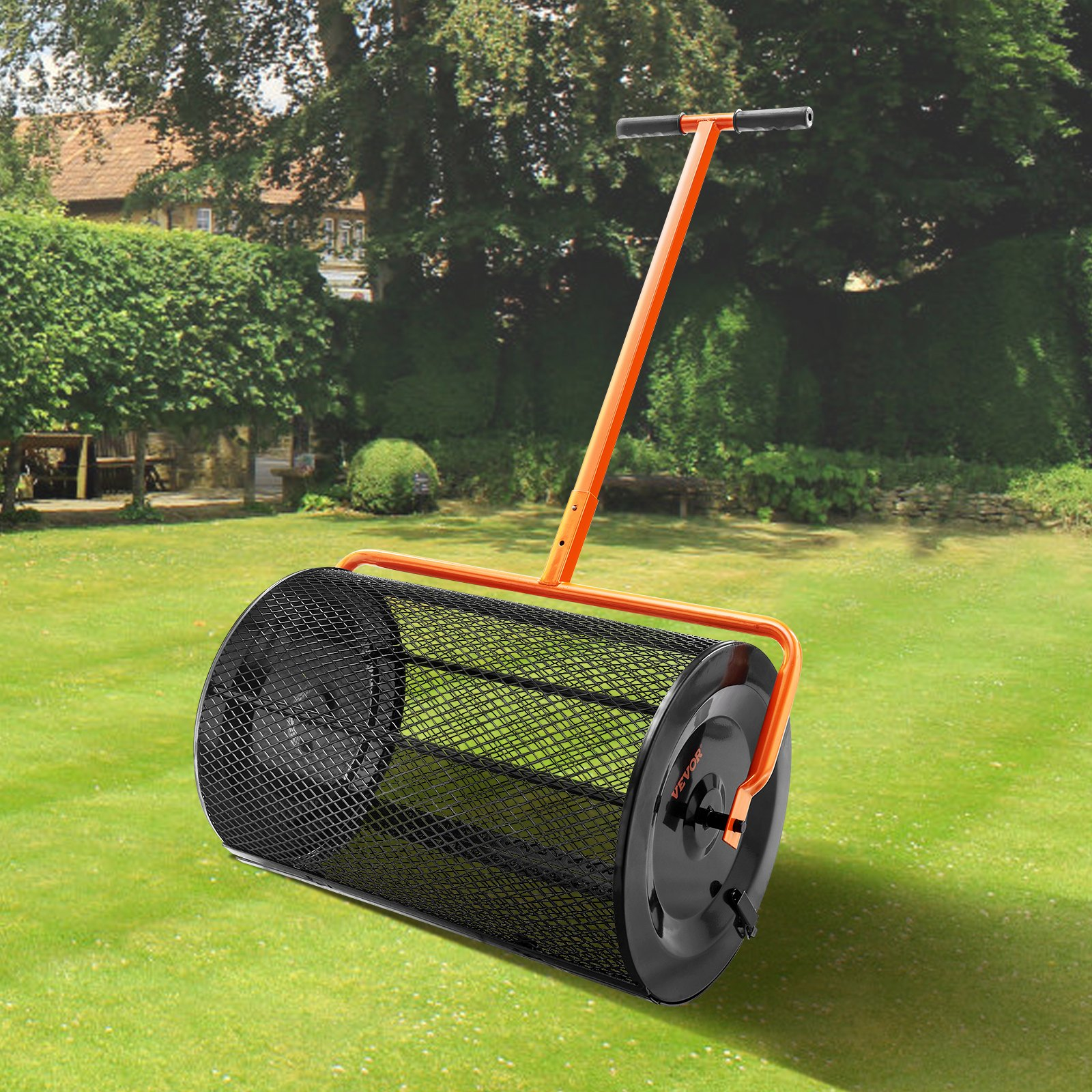 VEVOR Compost Spreader Peat Moss Spreader 24 inch Wide 24.4-26.4" Height Adjustable Lawn & Garden Spreaders Compost, Top Soil, Mulch - Durable Lightweight Multi-Purpose Yard Care Equipment