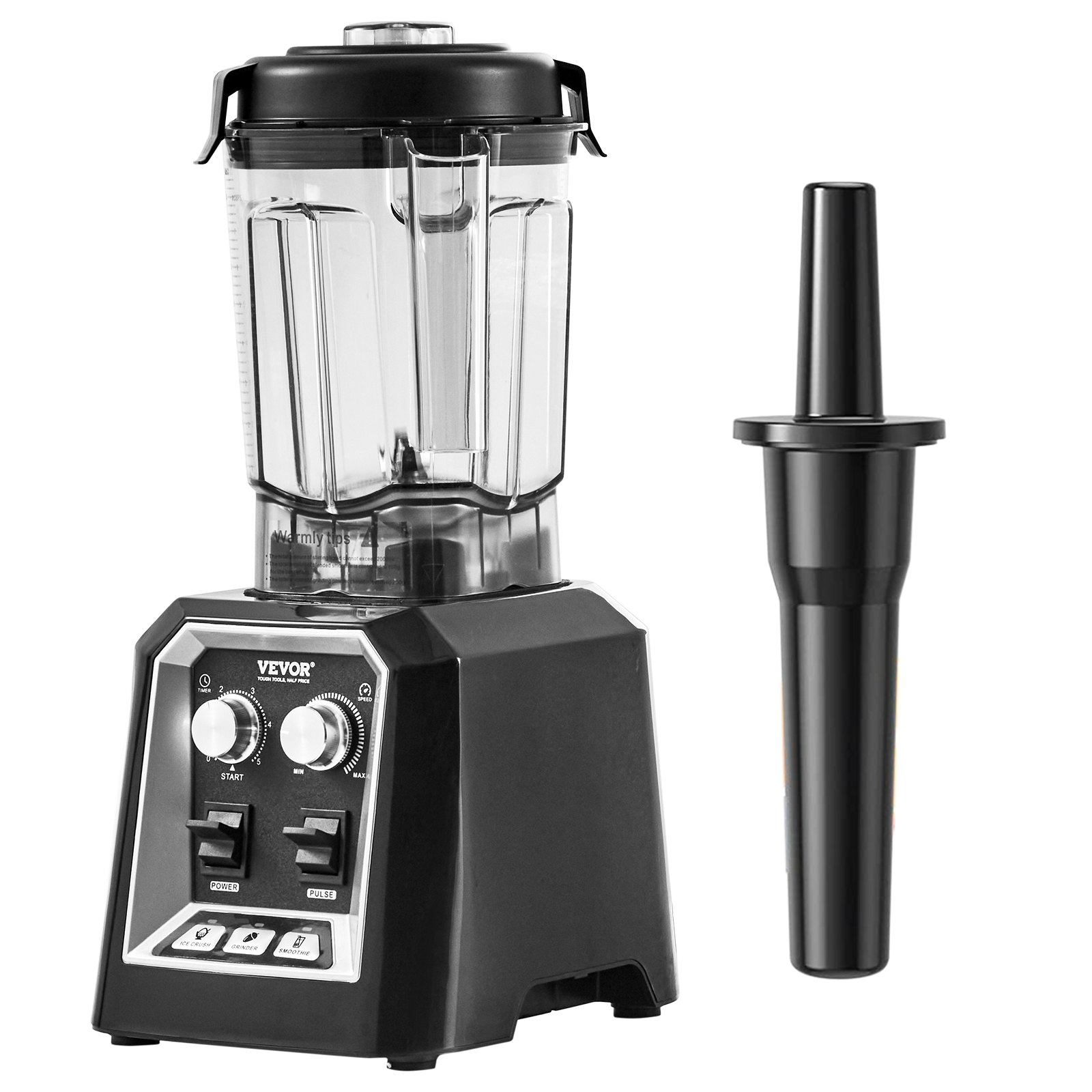 VEVOR Professional Blender, Commercial Countertop Blenders, 68 oz Jar Blender Combo, Stainless Steel 3 Functions Blender, for Frozen Drinks, Shakes, Smoothies, Peree, and Crush Ice, Black