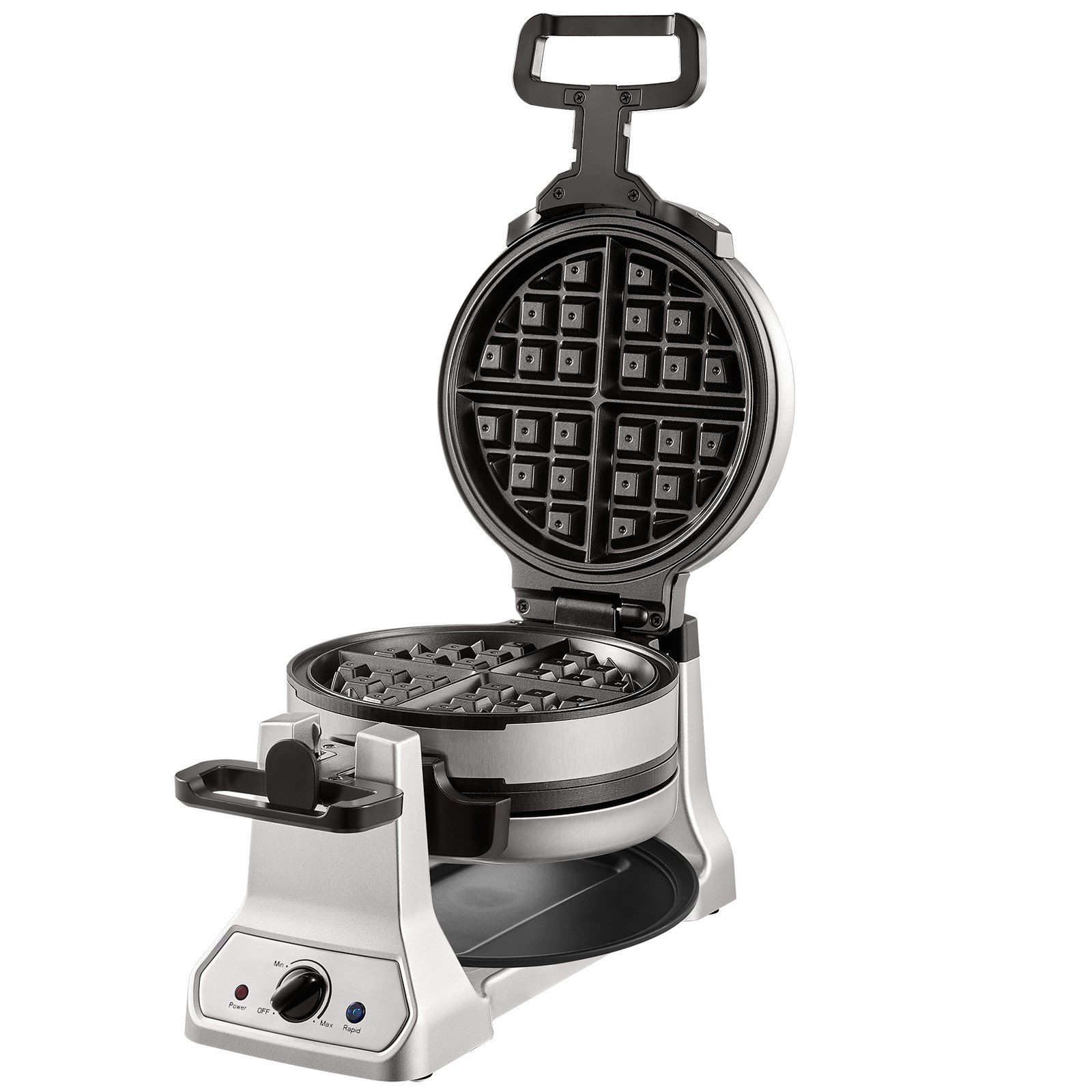 VEVOR 2-Layer Waffle Maker, 2 Pieces per Batch, 1400W Round Waffle Iron, Non-Stick Waffle Baker Machine with 122-572℉ / 50-300℃ Temp Range Teflon-Coated Baking Pans Stainless Steel Body, 120V