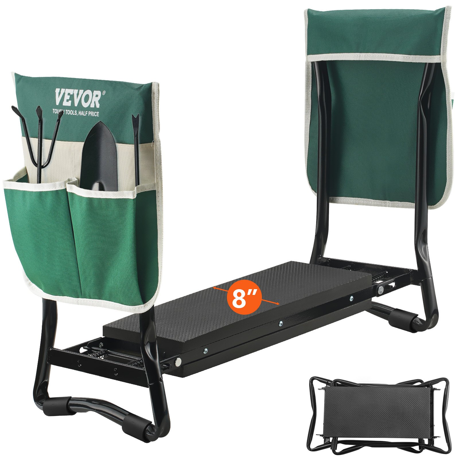 VEVOR Garden Kneeler and Seat, 330 lbs Load Capacity, 8" EVA Wide Pad, Foldable Garden Stool, Kneeling Bench for Gardening with Tool Bag, Gifts for Women, Grandparents, Seniors, Mom and Dad