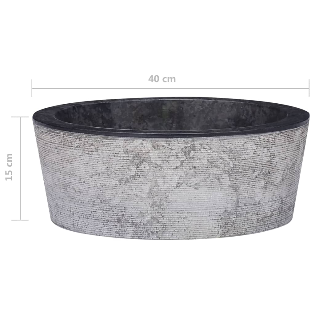 vidaXL Sink Black Ø15.7"x5.9" Marble