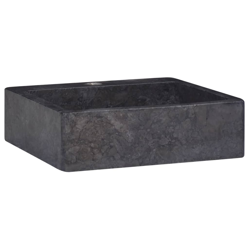 vidaXL Sink Black 15.7"x15.7"x4.7" Marble